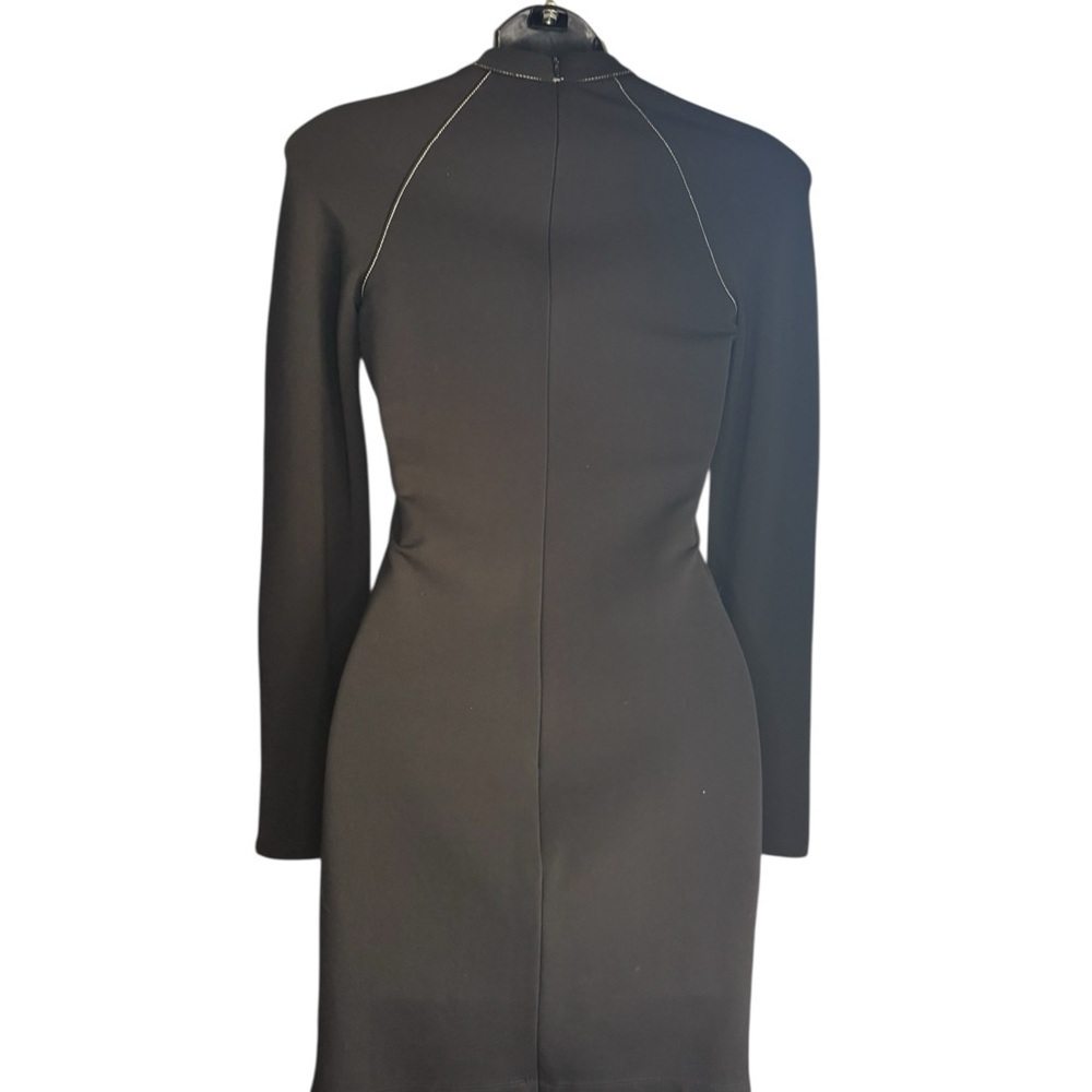 Adika Black Long Sleeve Dress with White Stitching - Picture 6 of 9
